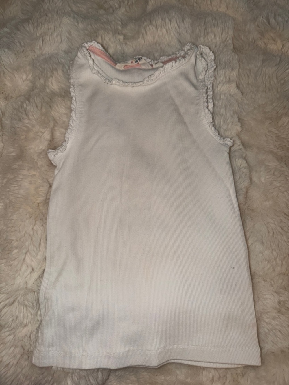 Mini Boden White Tank Top with Lace Trim